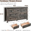 SinCiDo 7 Drawers Farmhouse Dresser & TV Stand, Rustic Wood Storage Cabinet for Bedroom, Living Room, Hallway Organization, Dark Rustic Oak - 2 of 4