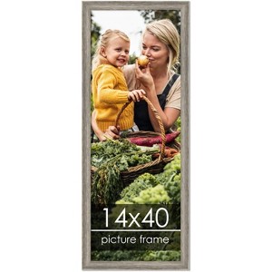 PosterPalooza | 14x40 Thin Barnwood Picture Frame, UV Acrylic, 2 Finishes - Grey and Black - 1 of 4