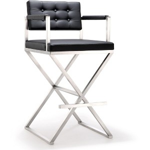TOV Furniture Director Performance Vegan Leather Stool with Silver Base - 1 of 4