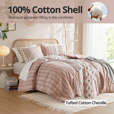 Blush Cotton Geometric King/Cal King Duvet Cover Set