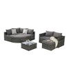 8-Piece Outdoor Patio Rattan Modular Sectional Sofa Set with Tempered Glass Coffee Table - 3 of 4