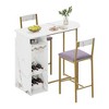 3 Piece Bar Table Set for 2, Counter Height Kitchen Table with 2 Stools & Storage Shelves & Wine Rack, Bar Table and Chair Set for Kitchen - 2 of 4