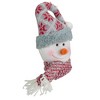 Northlight 11" Gray and Red Plush Knit Snowman Head Christmas Ornament - 3 of 4
