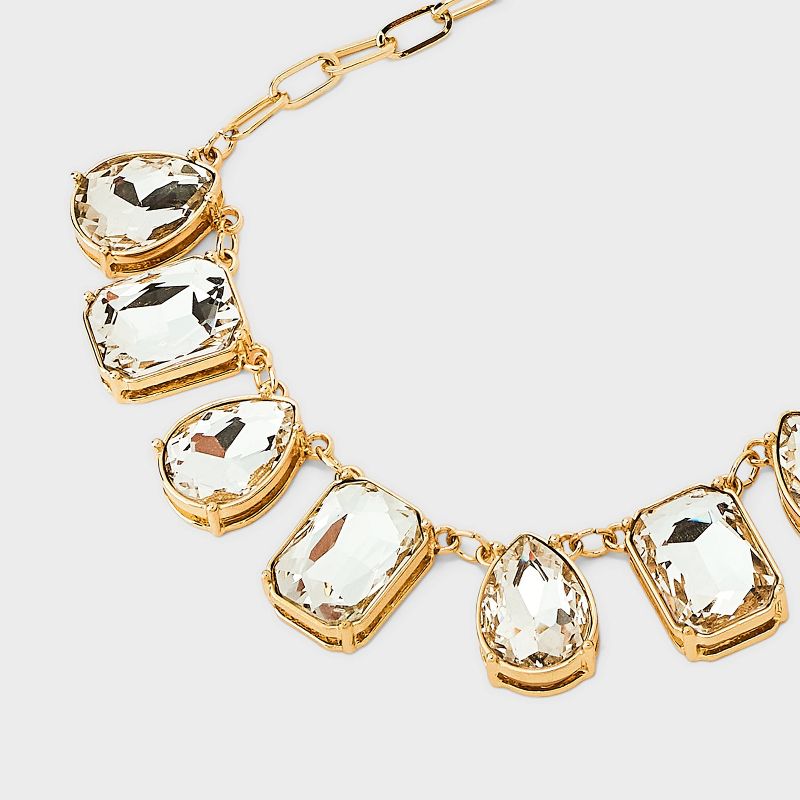 Large Crystal Statement Necklace - A New Day&#8482; Gold, 5 of 8
