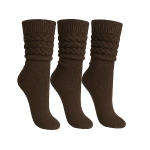 Women’s Slouch Socks Cotton Slouchy Knee-High Boot Socks 3 Pairs Scrunch Breathable Extra Long All-Season Comfort - 1 of 4