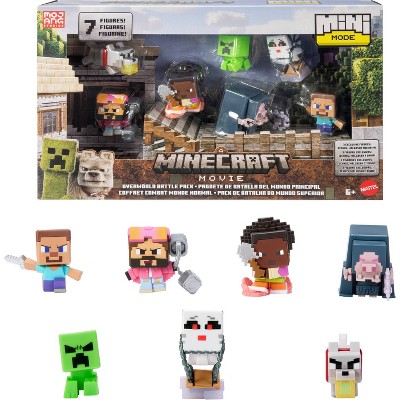 Minecraft Mini Mode Overworld Battle Pack with 7 Mini Action Figures Inspired by the Movie