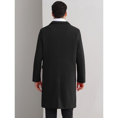 Lars Amadeus Men's Double Breasted Notched Lapel Formal Winter Trench Coat Black X Large — фото 3