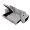 Dexmalle 3 Seat Sectional Pull Out Sleeper Sofa with Storage Chaise and 2 Stools - 3 of 4