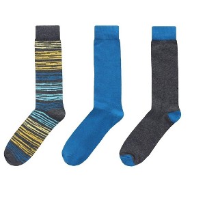 Memoi Stripe Rush Cotton Blend Crew Sock 3 Pack - 1 of 2