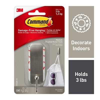 Command Medium Sized Hook Nickel