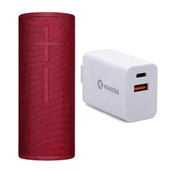 Ultimate Ears BOOM 3 Wireless Bluetooth Speaker (Sunset Red) with Wall Charger