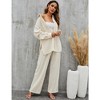 WhizMax Women Two Piece Casual Outfits Y2K Loungewear Pleated Wide Leg Pants Long Sleeve Button Down Shirt Streetwear Set - 3 of 4