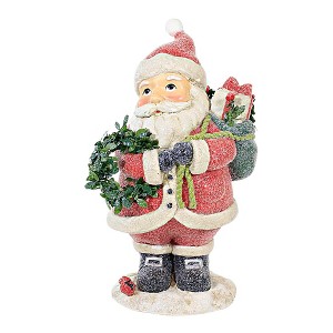 Ganz 10.25 In Glittery Santa With Cardinal Figurine Red Bird Presents Wreath Santa Figurines - 1 of 3