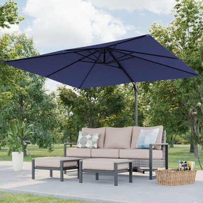 Sonkuki 10X8FT Outdoor Patio Cantilever Umbrella With Canopy, 360°Rotation Offset Umbrella