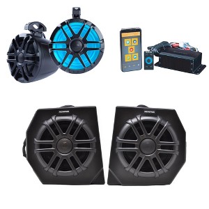 Memphis DEFCORE4 Kit Direct Fit OEM 6.5" Speaker Pods + SMC2A Head Unit and MXA62PS Rear Speaker Pods Compatible with CanAm Defender - 1 of 4