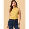 Allegra K Women's Sleeveless Frill Mock Neck Ruffle Chambray Blouse - 3 of 4