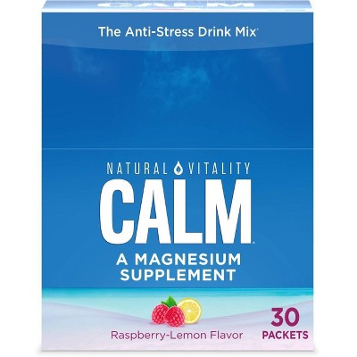 Natural Vitality Natural Calm Anti-Stress Vegan Magnesium Supplement Powder - Raspberry Lemon - 30pk