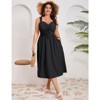 Coolmee Plus Size Summer Dress for Women Sleeveless Spaghetti Strap V Neck Tie Front A Line Casual Beach Midi Dress - 2 of 4