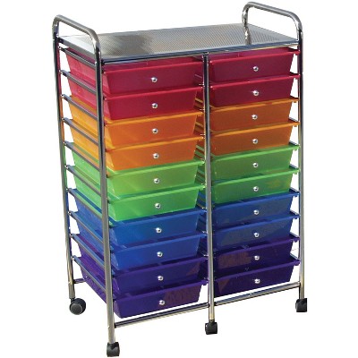 Mobile Organizer, 20 Drawers, 25 x 38 x 15-1/4 Inches, Multiple Colors