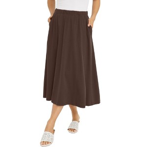 Jessica London Women's Plus Size Soft Ease Midi Skirt - 1 of 4