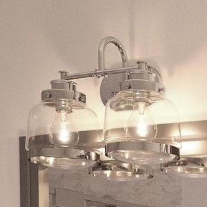 Urban Ambiance Luxury Luxe Industrial Bathroom Vanity Light,  11.25"H x 16.25"W,  Polished Nickel Finish, UHP2536 - 1 of 4