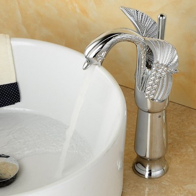 Polished Chrome Swan Single Handle Bathroom Vessel Faucet