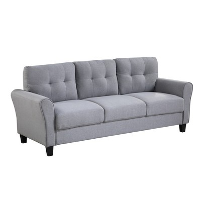 79.9" Linen Upholstered 3-Seater Sofa with Tapered Legs and High Resilience Foam Cushion