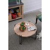 Dexmallle Farmhouse Round Wooden Round Coffee Table with Metal Legs - 2 of 4