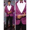 Lars Amadeus Men's Shiny Color Block Collared Party Metallic Blazer with Bow Tie - 4 of 4