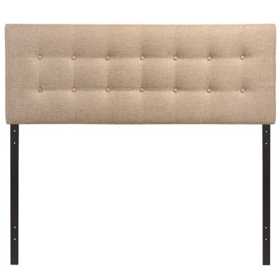 Emily Beige Tufted Linen Full Upholstered Headboard