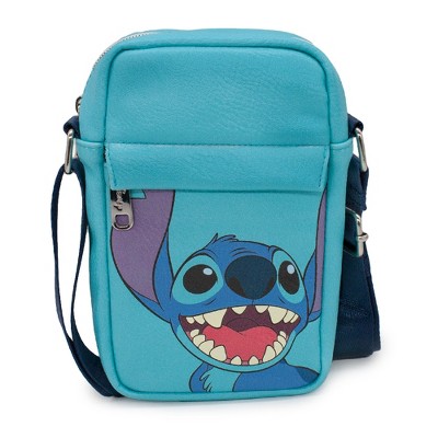 Disney Bag, Crossbody, Lilo and Stitch, Stitch Smiling Face, Blue, Vegan Leather