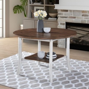 45.7inch Round Dining Table With Shelf Height 30 inch Modern Farmhouse Retro Design - 1 of 4