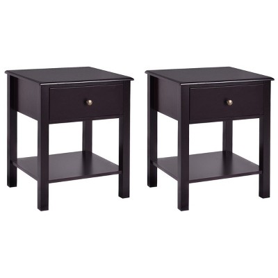 Costway 2 PCS Nightstand End Table Storage Display  Furniture Drawer Shelf Beside