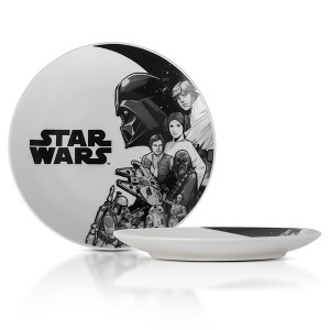Silver Buffalo Star Wars Black-and-White Collage 8-Inch Ceramic Coupe Dinner Plate - 1 of 4