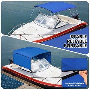 Boat Tops with Removable Side Curtains - 4 Adjustable Ropes, 1" Aluminum Frame, Waterproof Sun Shade for 14-23ft Boats - 1 of 4