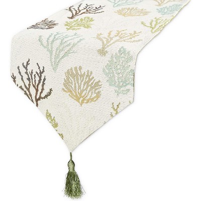 Dining Table Runner with Tassels, Beach Home Decor (Beige, 12 x 78 Inches)