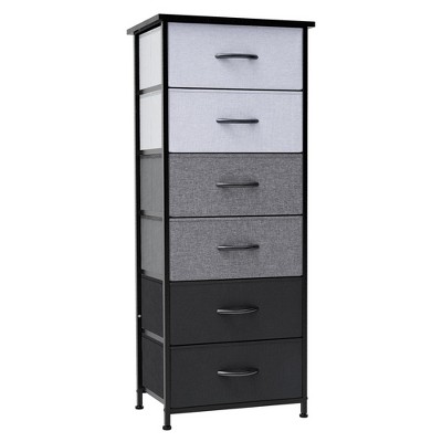Crestlive Products Vertical Dresser for Bedroom Storage Tower with Sturdy Steel Frame Wood Top Easy Pull Fabric Bins