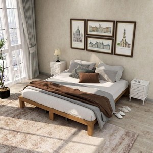 Acekool Queen Bed - Solid Wood Platform with Storage - 1 of 4