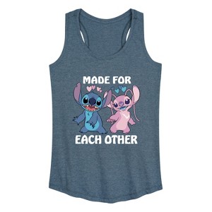Women's - Lilo and Stitch - Made For Each Other Graphic Racerback Tank - 1 of 4