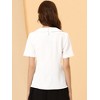INSPIRE CHIC Women's Floral Jacquard Puff Short Sleeve Peter Pan Collar Blouse - 3 of 4