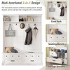 TIRAMISUBEST Elegant Wide Hall Tree with 5 Hooks, Versatile Entryway Lift Top Storage Bench with 2 Drawers, Retro 3-in-1 Coat Rack with Black Handles - 4 of 4