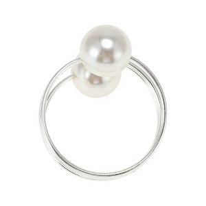 Unique Bargains Napkin Ring Faux Pearls Stainless Steel 1 Pc - 1 of 3