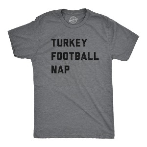 Mens Turkey Football Nap T Shirt Funny Thanksgiving Dinner Tee For Guys - Crazy Dog Men's T Shirt - 1 of 4