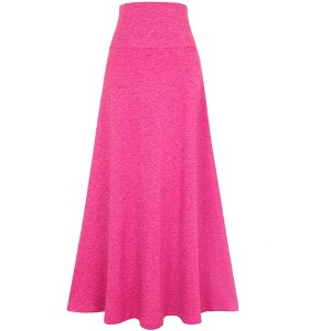 INSPIRE CHIC Women's High Waisted Solid Stretch Comfy Stylish Flowy Flare Casual Maxi Skirts - 1 of 4