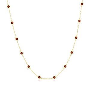Classic Gold 14K Yellow Gold, 2.64ct Gemstone Station Necklace - Garnet - Red - 16+2 Inch - 1 of 2