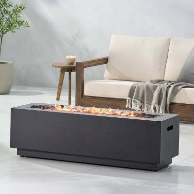 Wellington Dark Gray Rectangular Gas Fire Pit Table