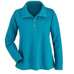 Collections Etc Soft and Comfy Fleece Henley Long Sleeve Pullover - 1 of 4