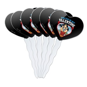 Wonder Woman Truth is my Valentine Heart Love Cupcake Picks Toppers Decoration Set of 6 - 1 of 4