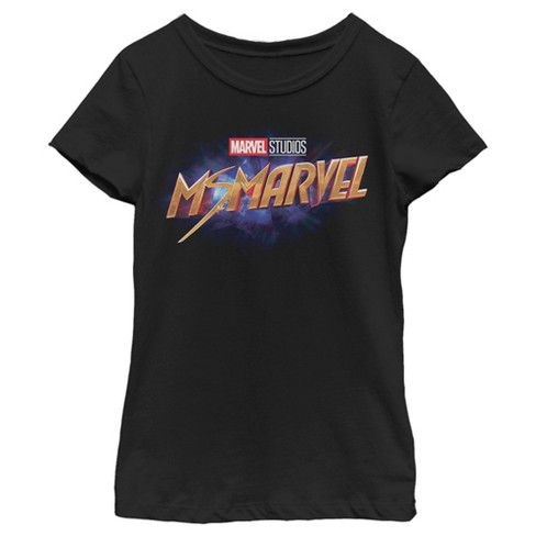 Girl's Marvel Ms. Marvel Logo T-shirt - Black - X Large : Target