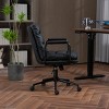 Comfortable Desk Chair Mid Back Home Office Chair With Wheels and Padded Armrest PU Upholstered Rolling Desk Chair Back Recline 40°-The Pop Home - 3 of 4